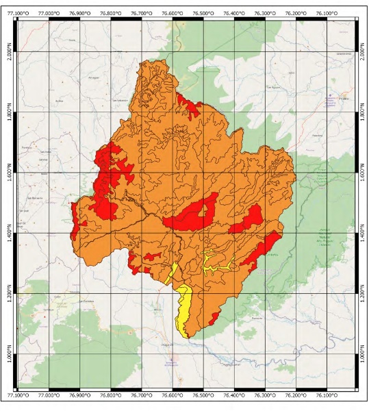 Mapa de granulometria del suelo de la cuenca del Río Caquetá.