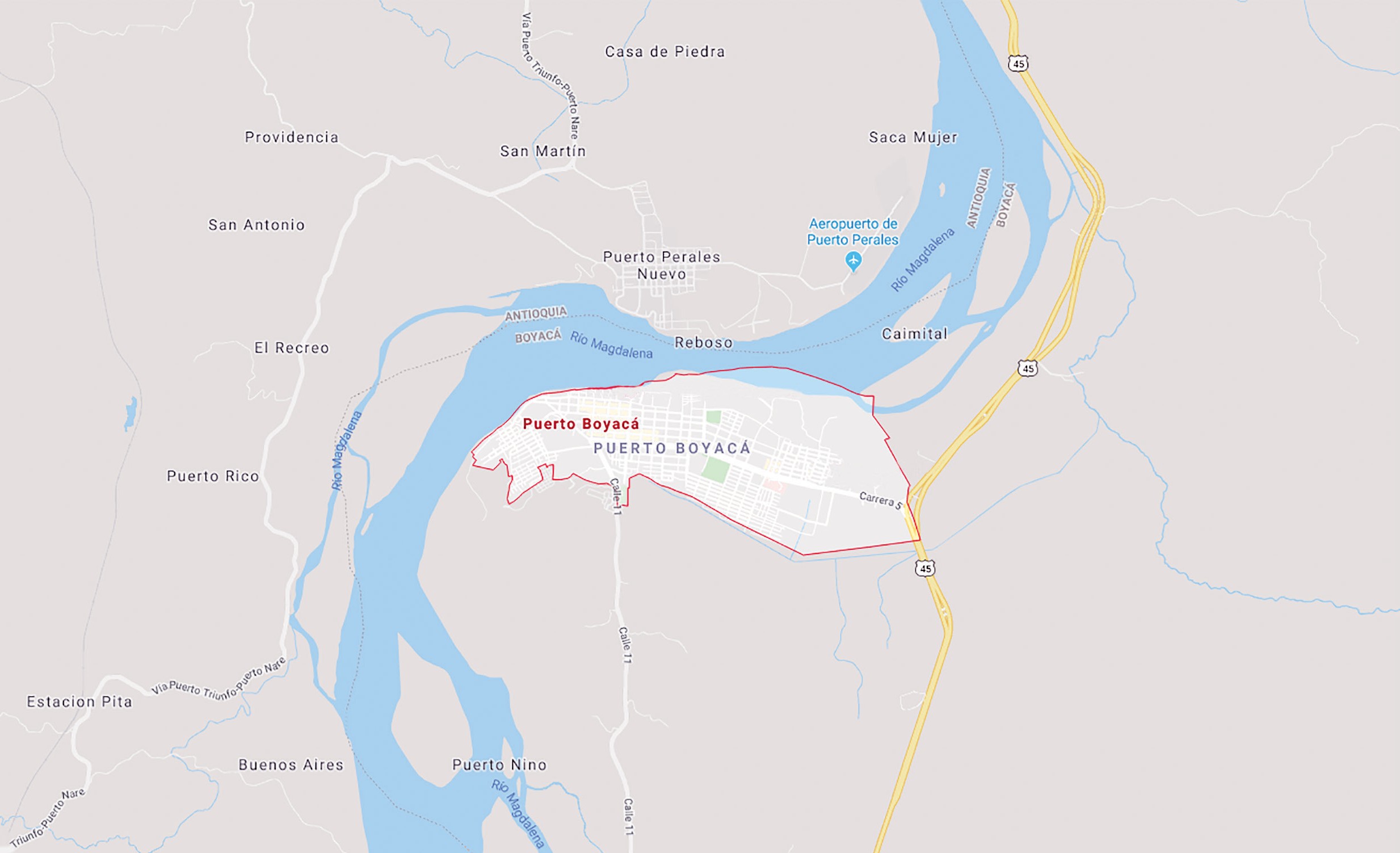 L&iacute;mites del municipio de Puerto Boyac&aacute;