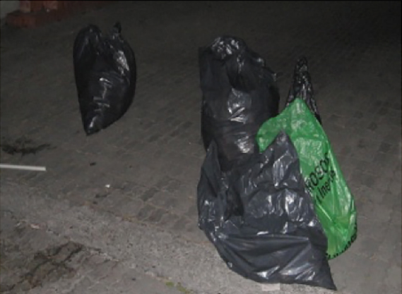 Recogida de las bolsas.