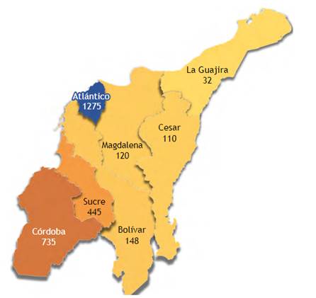Capacidad de energ&iacute;a renovable no convencional (MW) aprobada por departamento [29].