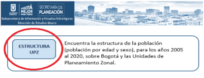  Men&uacute; del &ldquo;Visor de Proyecciones&rdquo; de la Secretar&iacute;a de Planeaci&oacute;n