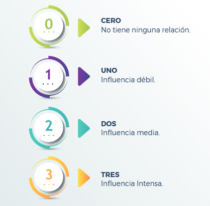 Escala de calificación matriz Vester.