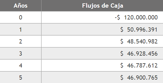 Flujo de caja: escenario pesimista.