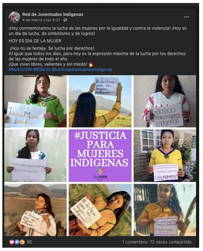 Campaña en Facebook #Justicia para las mujeres indígenas por la @RedJUVIN