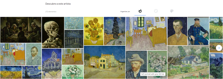 Sección «Descubre a este artista», sobre Vincent Van Gogh