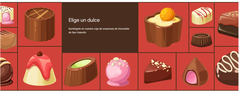 Captura de pantalla de la página de Google Arts que propone el juego de elegir
un chocolate