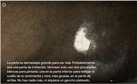 Detalle de la
perla de la obra La joven de la perla,
de Johannes Vermeer, recuperada de Google