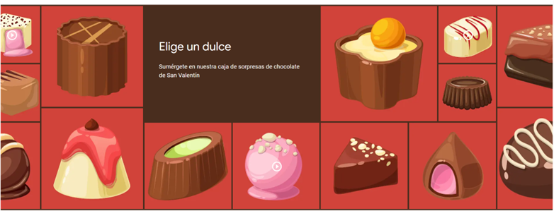 Captura de pantalla de la p&aacute;gina de Google Arts que propone el juego de elegir
un chocolate