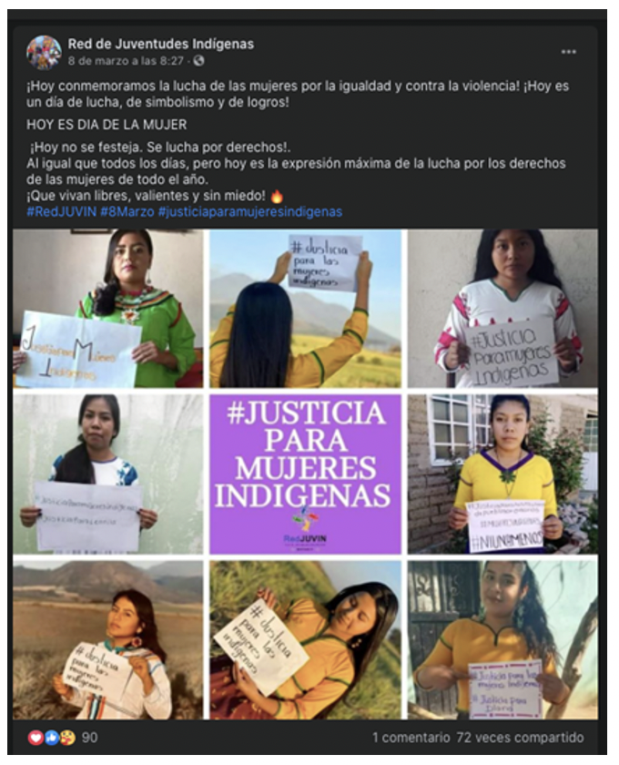 Campa&ntilde;a en Facebook #Justicia para las mujeres ind&iacute;genas por la @RedJUVIN